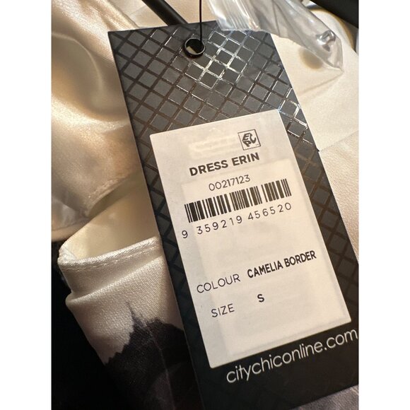 City Chic Womens Erin Dress - Camelia Border Size 16 Keyhole Short Sleeve Floral - Picture 2 of 5